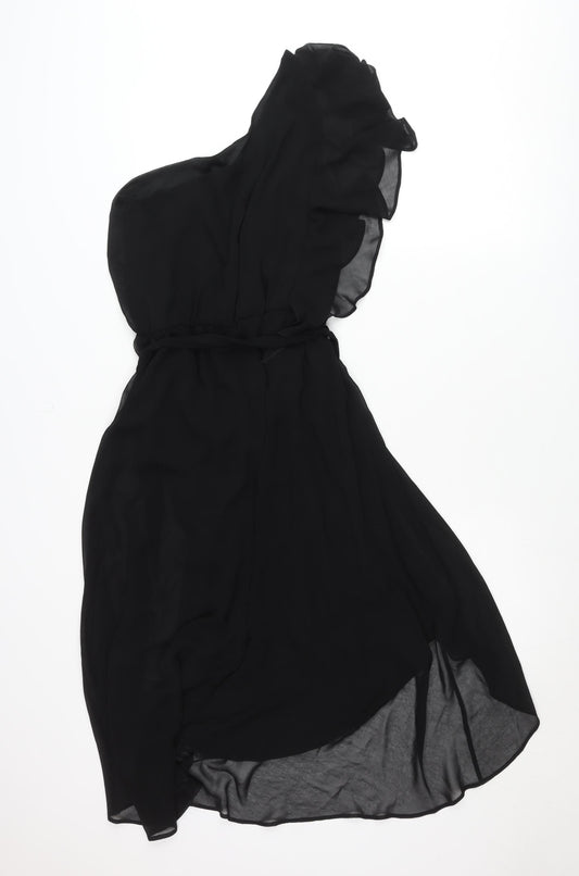 Dorothy Perkins Women’s Black Strapless Hi-Low Chiffon Dress Size 10