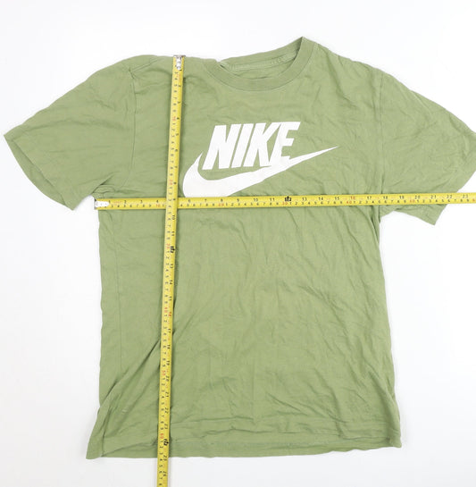 Nike Men's Green Small Logo Sports T-Shirt Cotton Crew Neck