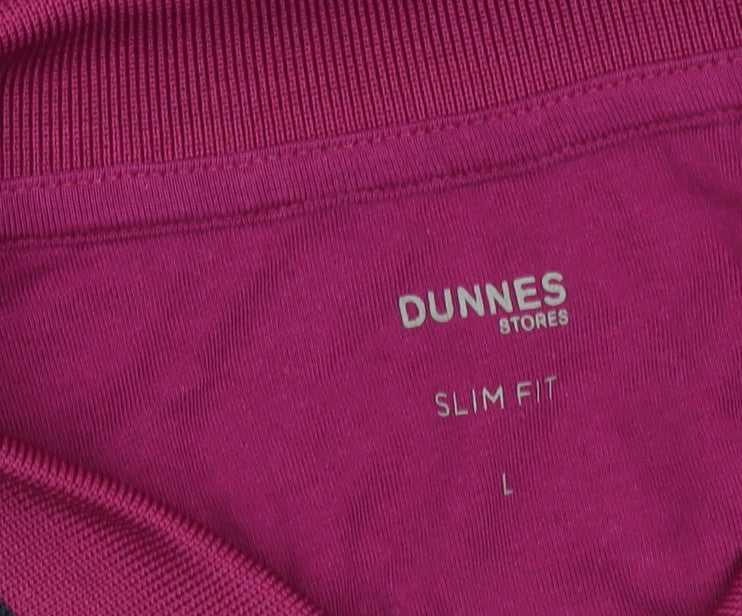 Dunnes Stores Men’s Pink Slim Fit Polo Shirt L Cotton