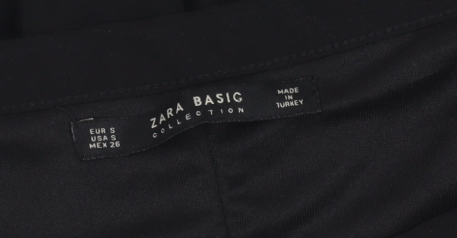 Zara Women Black Pleated Knee Length Skirt Size S Polyester