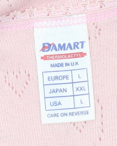 Damart Women’s Pink L Scoop Neck Knit Short Sleeve T-Shirt