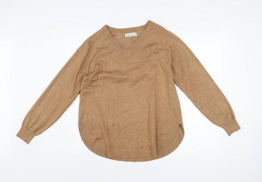 Gallery Women’s Brown V-Neck Pullover Jumper Size S