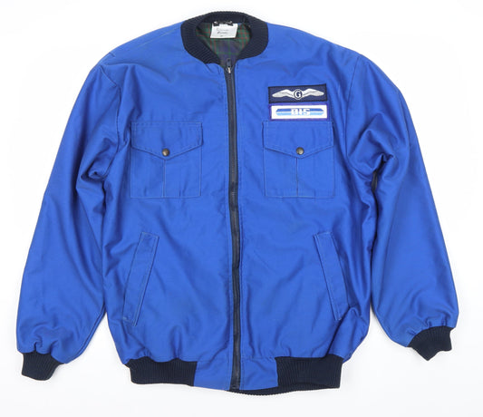 Poplaran Brand Men's Blue Bomber Jacket Size 48 Vintage Style