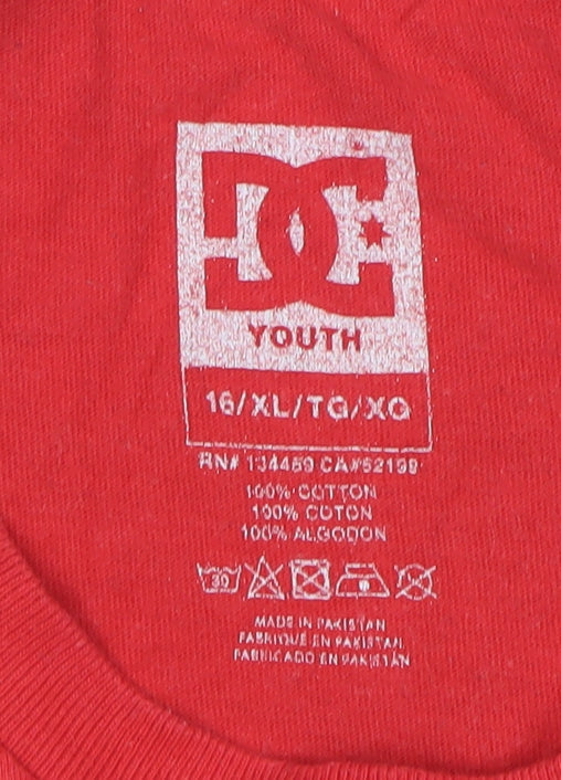 DC Shoes Boys Red Graphic Logo T-Shirt Youth XL 16 Years Skate Tee