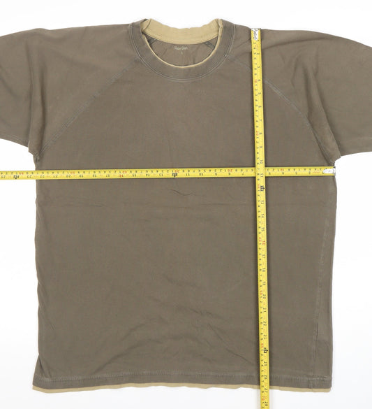 Peter Storm Men's Brown Cotton T-Shirt Size L Crew Neck Short Sleeve