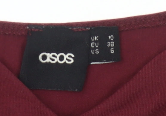ASOS Womens Red Cropped Scoop Neck Slim Fit T-Shirt UK 10