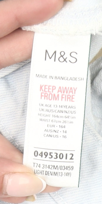 Marks and Spencer Girls Blue Denim Knee Length Pencil Skirt 13-14Y