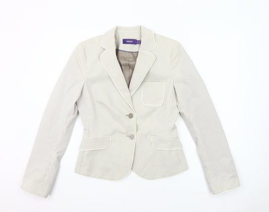 Mexx Women’s Beige Pinstripe Blazer Jacket Size 12 Tailored Workwear
