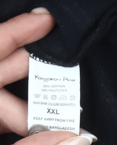 Kangaroo Poo Men’s Black Striped 2XL Polo Shirt Cotton Blend