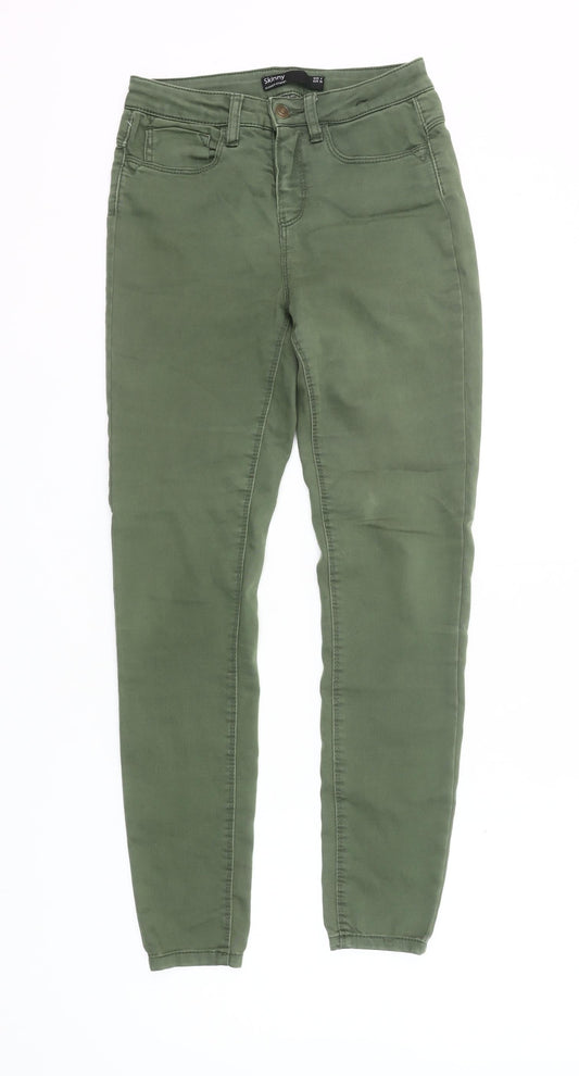 Additional front view of Dunnes Women’s Green Skinny Jeans, size UK 8 Slim, Stretch