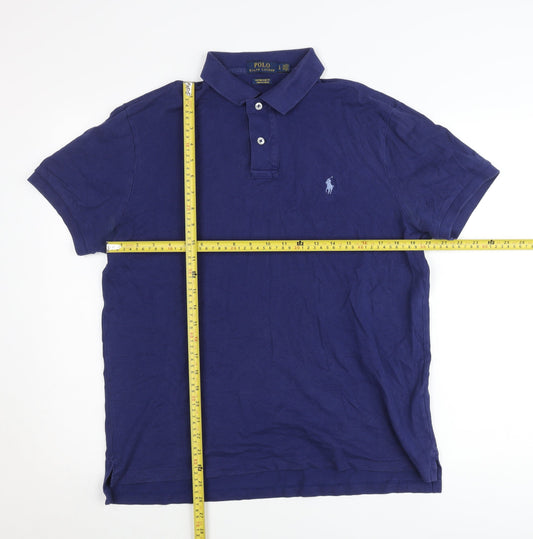 Ralph Lauren Men’s Blue Slim Fit Polo Shirt Size L Cotton Stretch