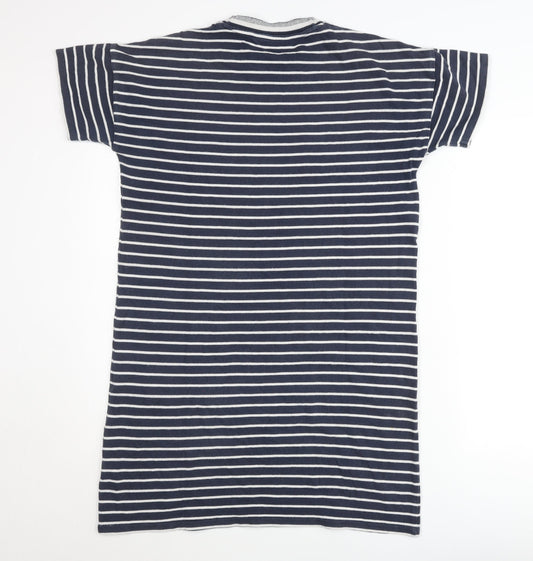 Additional front view of Crew Clothing Blue Striped Cotton T-Shirt Dress, size 10