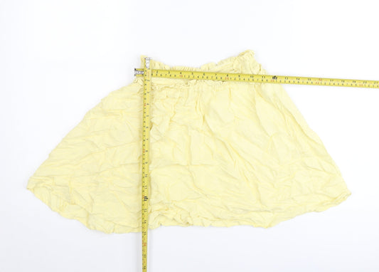Next Girls Yellow Cotton A-Line Skirt 11 Years Knee Length Summer