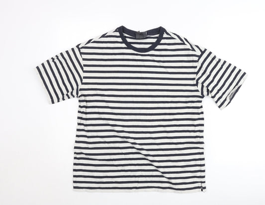 H&M Women’s Black White Striped Relaxed Fit T-Shirt Size 8