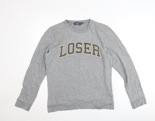 Additional front view of Topman unisex grey jumper m crew neck pullover funny graphic