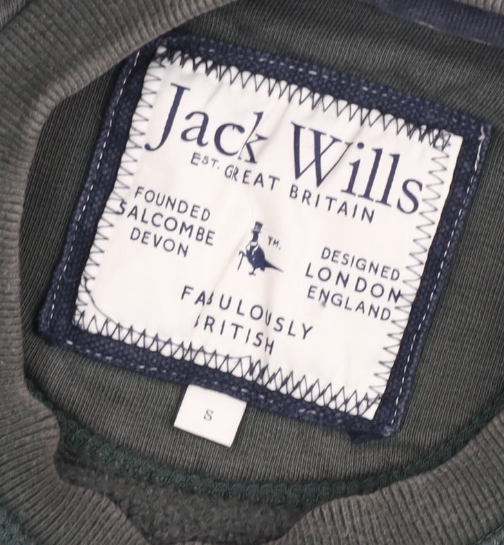 Jack Wills Men's Green Small Pullover Crew Neck Logo Jumper