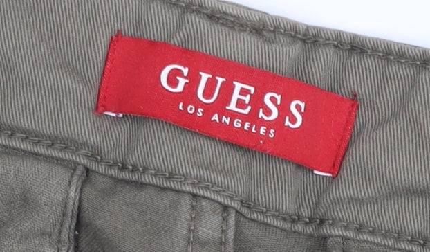Guess Men’s Green Cargo Trousers Size 28 Regular Cotton Casual