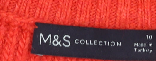 Marks and Spencer Womens Red Size 10 Chunky Knit Half Zip Jumper