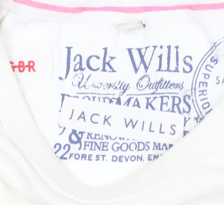 Jack Wills Men’s White Colourblock T-Shirt Size S Retro College Style