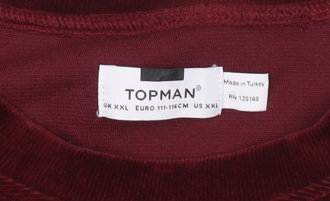 Topman Men’s Red Velvet Pullover Sweatshirt Size 2XL