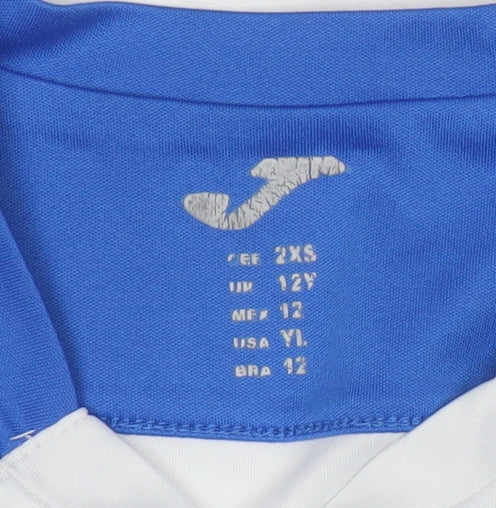 Joma Boys White Blue Sports T-Shirt 12 Years Badminton Academy Activewear