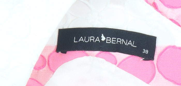 Laura Bernal Women’s Pink White Green Sheath Dress Size 10 Sleeveless
