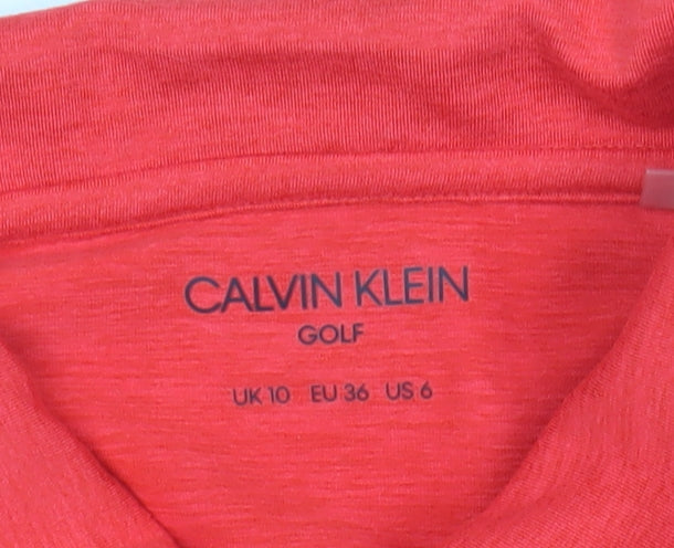 Womens UK Size 10 Calvin Klein Red Golf Polo