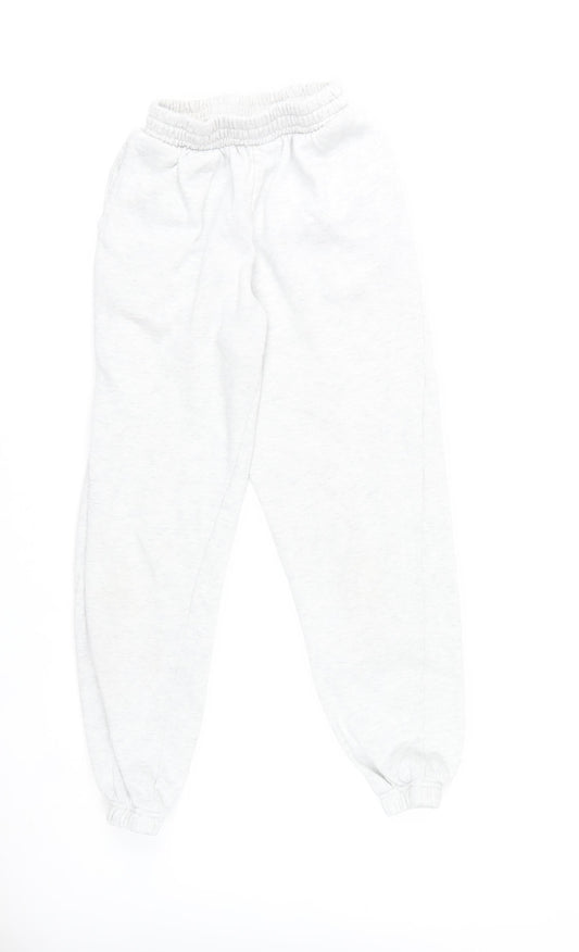 New Look Womens White Sweatpants Size 8 Regular Fit Cotton Blend