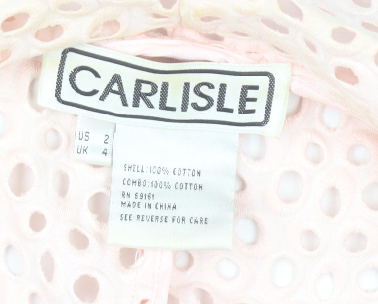 Carlisle Women Pink Polka Dot Cotton Blazer Jacket UK 4