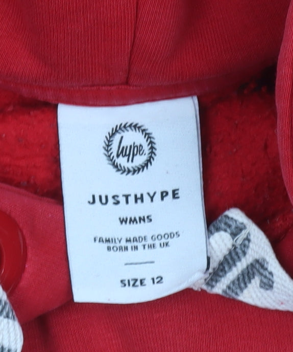 Hype Womens Red Pullover Hoodie Size 12 Cotton Blend Fleece