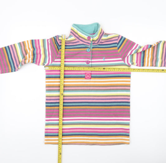 Joules Girls Multicoloured Striped Henley Sweatshirt Age 11-12 Years