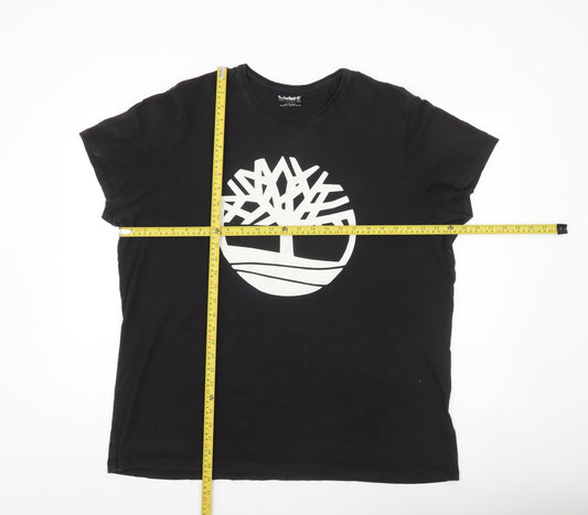Timberland Men's Black Large Logo Graphic T-Shirt Cotton