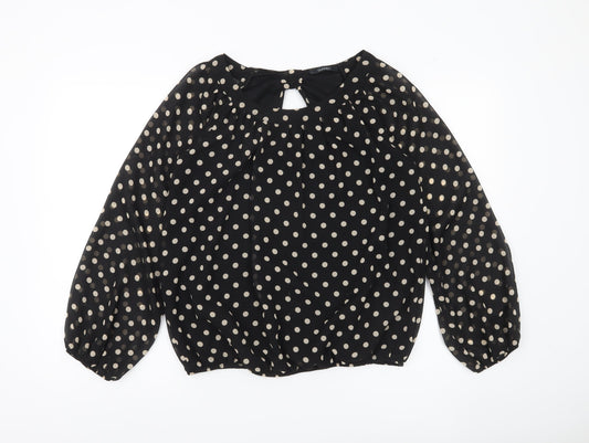 Dunnes Women’s Black Polka Dot Long Sleeve Blouse Size 12