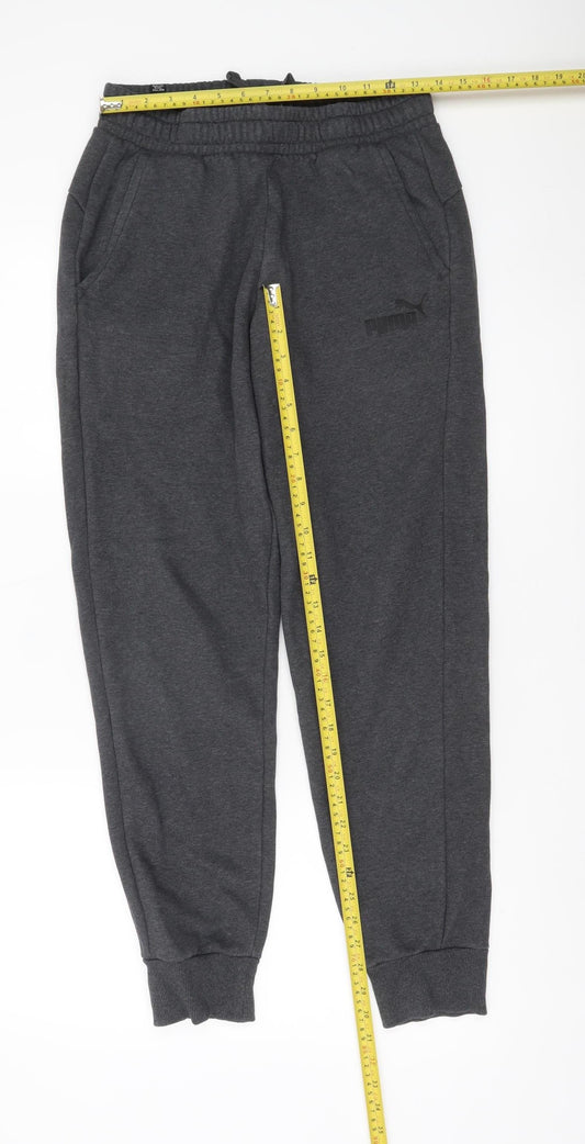 Puma Mens Grey Jogger Sweatpants M Elastic Waist Pockets Cuffed