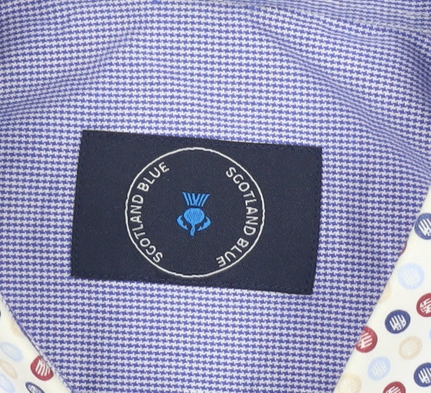 Scotland Blue Men's Multicoloured M Short Sleeve Cotton Shirt