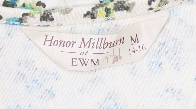 Honor Millburn Women’s Ivory Floral Cotton T-Shirt Size 14 Regular