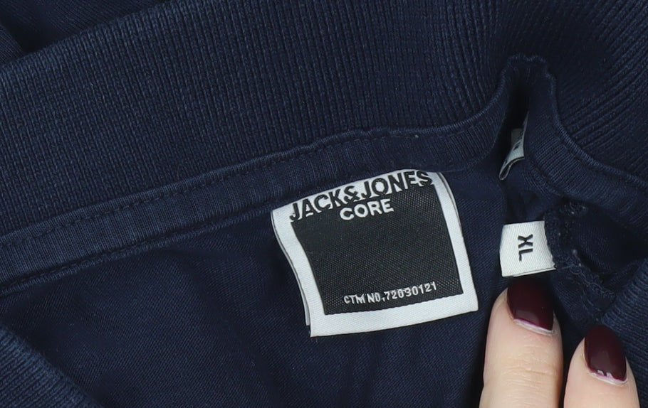 Jack & Jones Mens Blue XL Polo Shirt Short Sleeve Cotton Casual