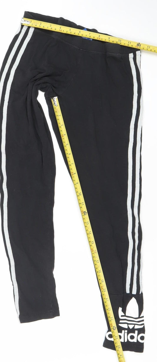 Adidas Womens Black Leggings Size 12 Slim Fit Athleisure Activewear
