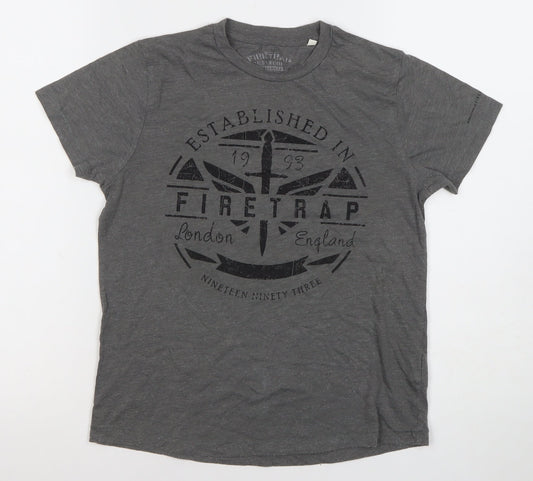 Boys UK Size 9-10 Years Firetrap Grey Basic T-Shirt