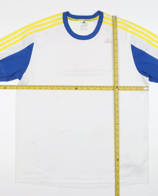 Adidas Men’s White Blue Yellow Climacool Sports T-Shirt Size L