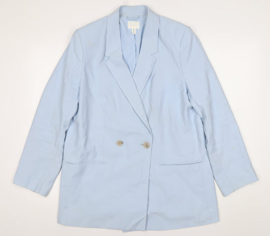 H&M Women’s Blue Double-Breasted Blazer Size 12 Regular