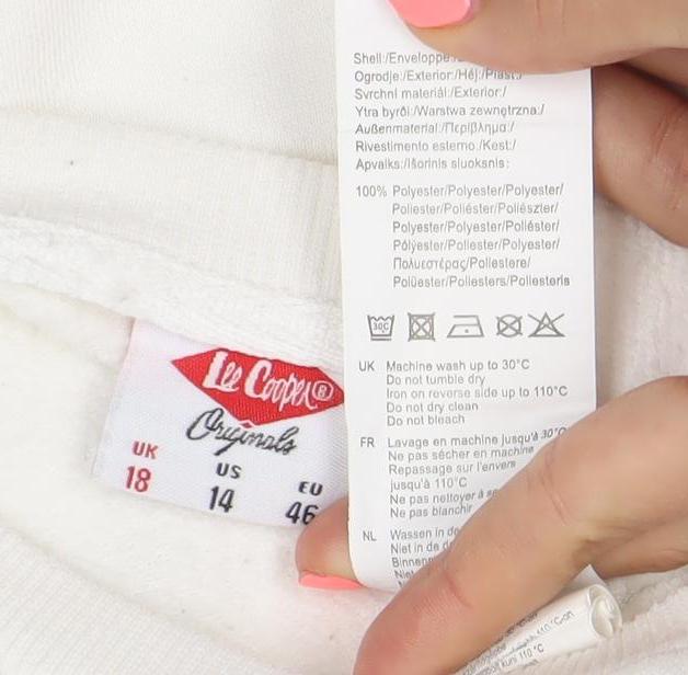 Womens UK Size 18 Lee Cooper White Pullover Sweatshirt