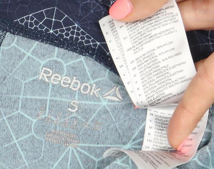 Reebok Womens Blue Geometric Print Leggings Size S Slim Fit