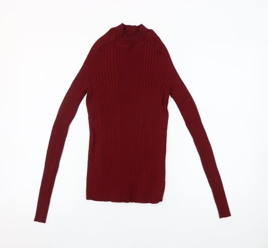 Next Women Red Mock Neck Slim Fit Long Sleeve Jumper Size 12