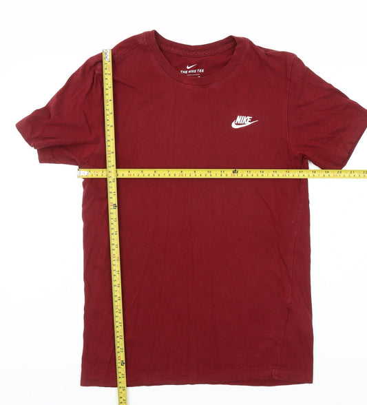 Nike Men's Red Small Crew Neck Cotton Short Sleeve T-Shirt