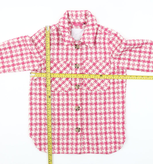 Matalan Girls Pink Houndstooth Shirt Jacket Age 9 Regular Fit