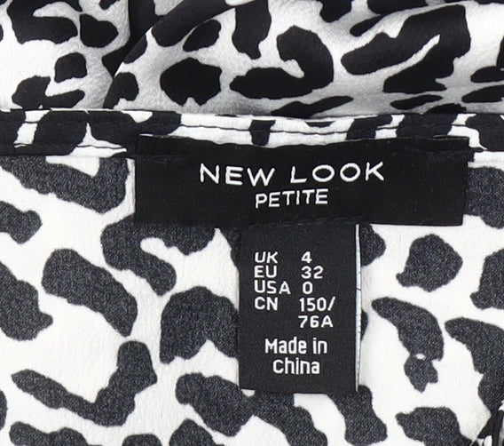 New Look Women’s Petite Black Leopard Print Knee Length Slip Dress UK 4
