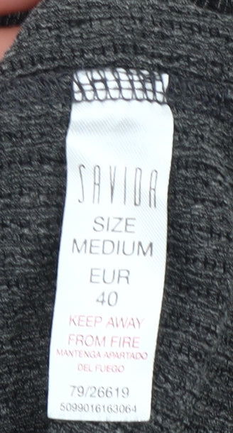 Savida Womens Grey Button-Up Top Size 12 Long Sleeve Knitwear