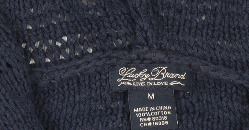 Lucky Brand Women’s Blue Knit Hooded Cardigan Jumper Size M