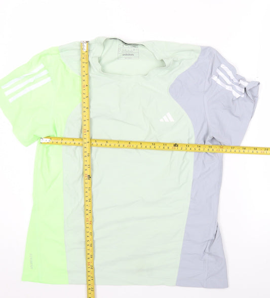 Adidas Womens Green Grey Running T-Shirt Small Regular Fit
